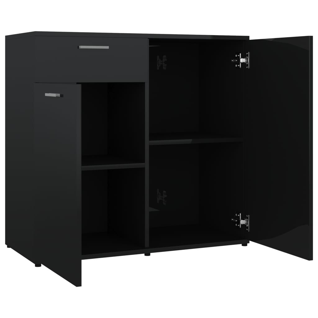Sideboard High Gloss Black 160x36x75 cm Chipboard